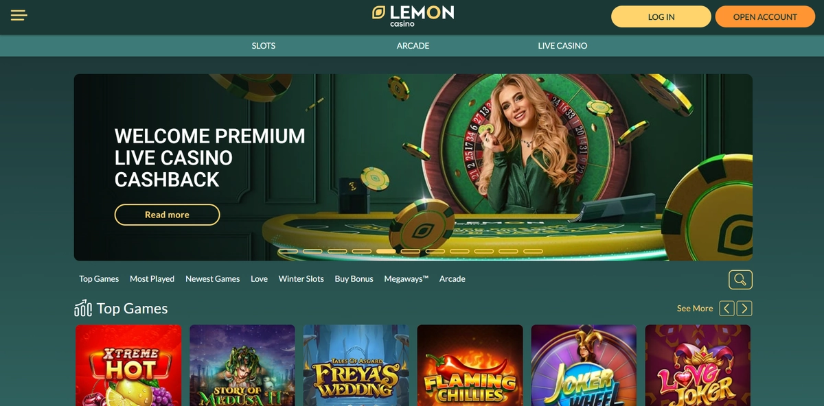Lemon Casino lobby preview